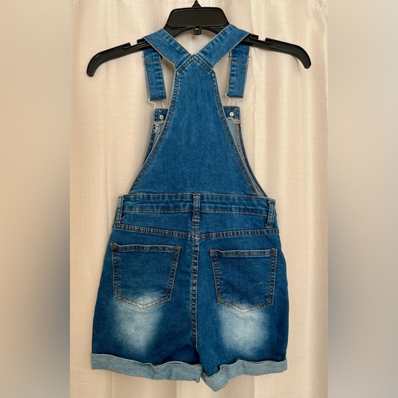 SHEIN Teen Denim Short Overalls Size 10-11Y Distressed NWOT - Picture 4 of 5
